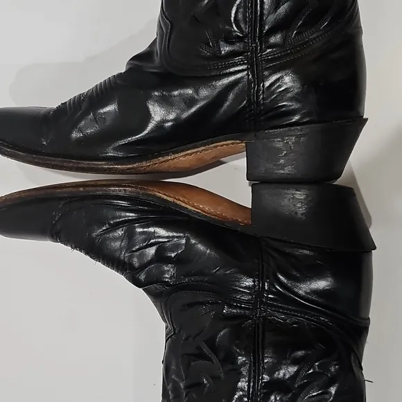 Vintage ACME Leather Cowboy Black Boots Men's 10 D