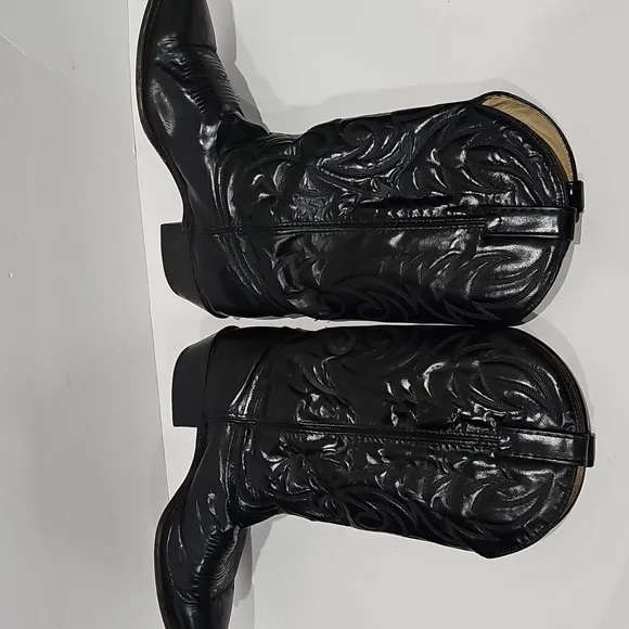 Vintage ACME Leather Cowboy Black Boots Men's 10 D