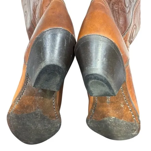 Vintage Acme Made in the USA Women's Leather Boots Cognac Brown SIze 7.5M