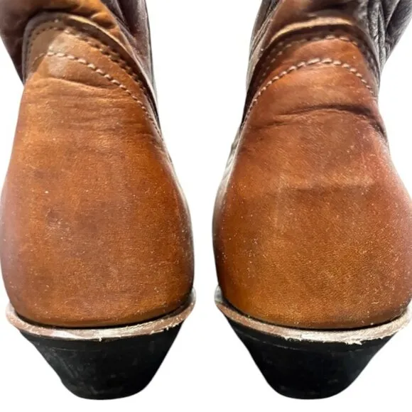 Vintage Acme Made in the USA Women's Leather Boots Cognac Brown SIze 7.5M