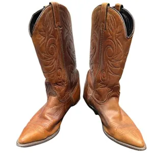 Vintage Acme Made in the USA Women's Leather Boots Cognac Brown SIze 7.5M