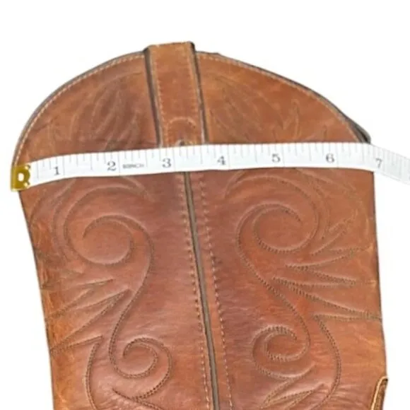Vintage Acme Made in the USA Women's Leather Boots Cognac Brown SIze 7.5M