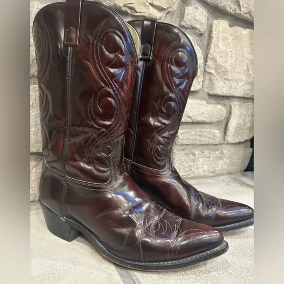 Vintage Acme Men's Brown/Red Leather Cowboy Boots
