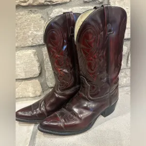 Vintage Acme Men's Brown/Red Leather Cowboy Boots