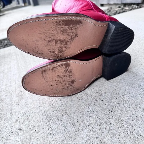 VINTAGE ACME Red Leather Cowboy Boots