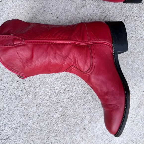 VINTAGE ACME Red Leather Cowboy Boots