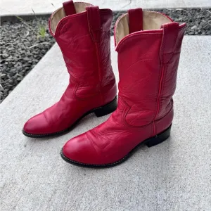 VINTAGE ACME Red Leather Cowboy Boots