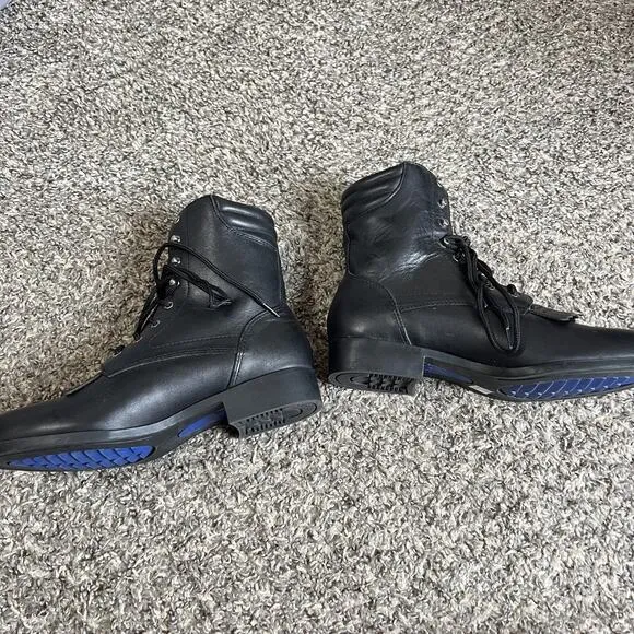 Vintage Acme Women's Black Leather Western Kiltie Lace Up Boots Roper 5 New READ