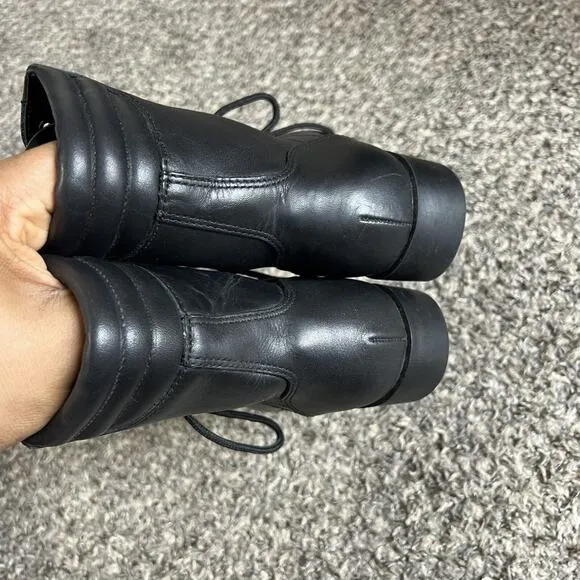 Vintage Acme Women's Black Leather Western Kiltie Lace Up Boots Roper 5 New READ