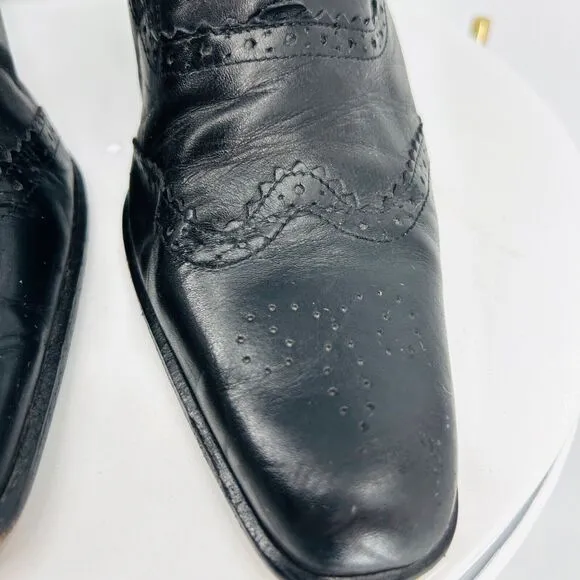Vintage Ann Taylor Made in Italy Wing Tip Leather High Heel Lace Up Ankle Boots