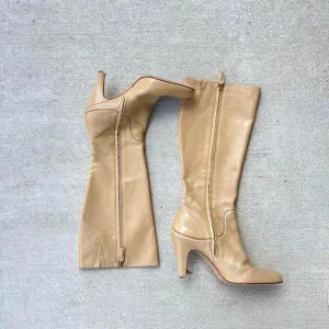 Vintage Antonio Melani Banana Leather Heeled High Boots  Size 7 1/2 M
