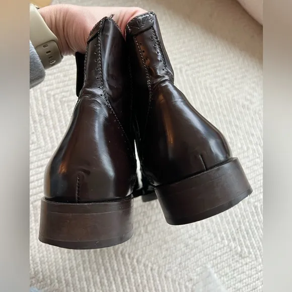 Vintage Armani Brown Patent Leather Boots Men's sz 43.5 EU