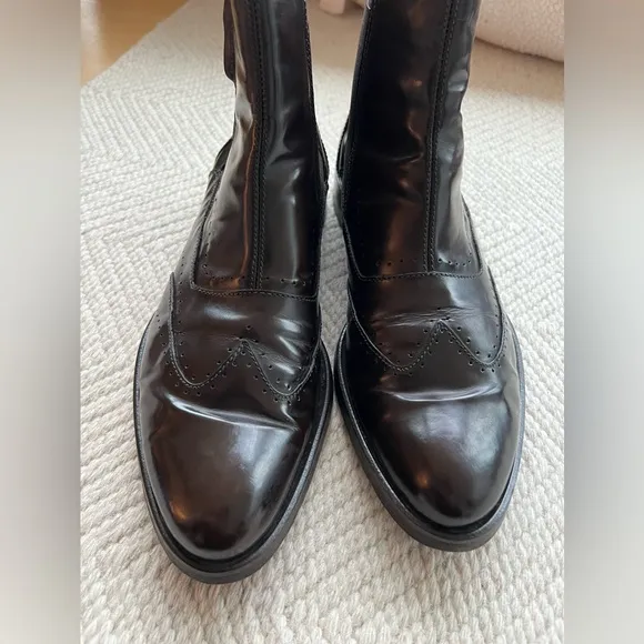 Vintage Armani Brown Patent Leather Boots Men's sz 43.5 EU