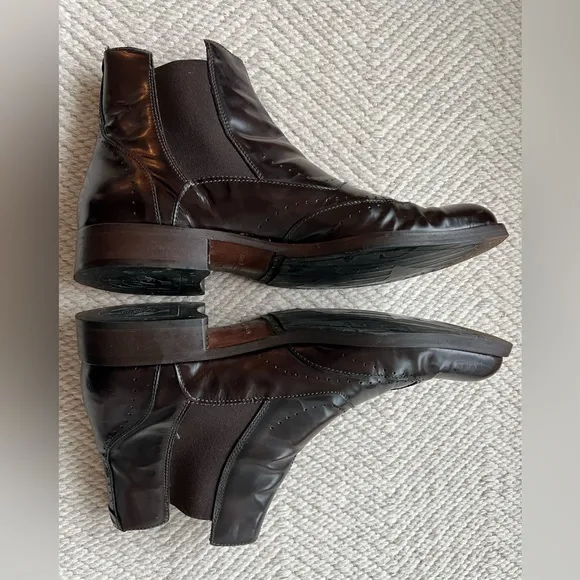 Vintage Armani Brown Patent Leather Boots Men's sz 43.5 EU
