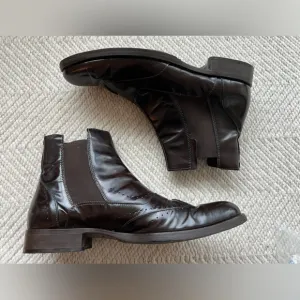 Vintage Armani Brown Patent Leather Boots Men's sz 43.5 EU