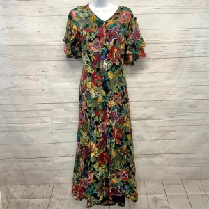 Vintage Bila Rayon Floral Crepe Midi Dress