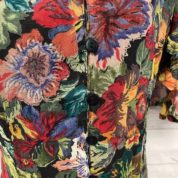 Vintage Bila Rayon Floral Crepe Midi Dress