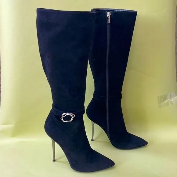 Vintage Black and Silver Heeled Boots