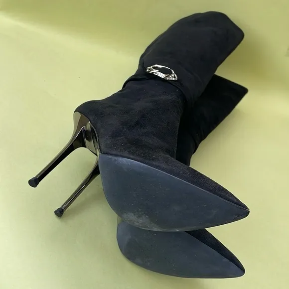 Vintage Black and Silver Heeled Boots