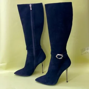 Vintage Black and Silver Heeled Boots