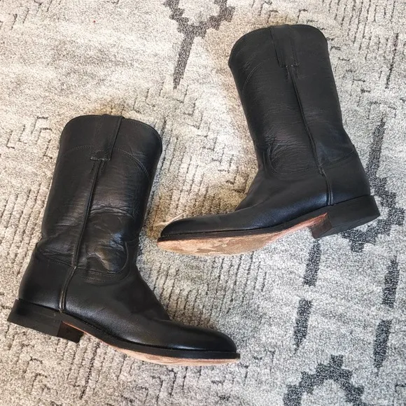 Vintage Black Basics Roper Men's Cowboy Boots size 8E
