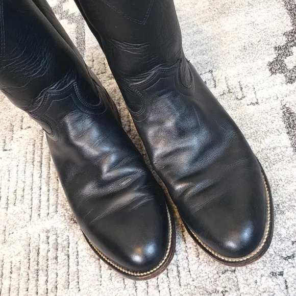 Vintage Black Basics Roper Men's Cowboy Boots size 8E