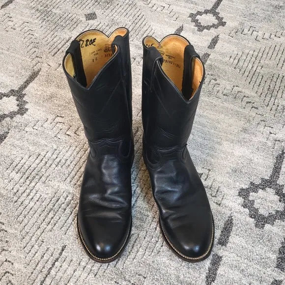 Vintage Black Basics Roper Men's Cowboy Boots size 8E
