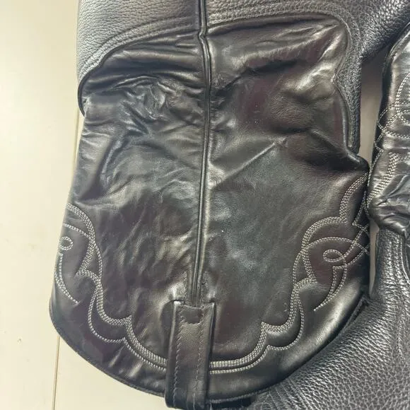 Vintage Black Leather Tony Lama Cowboy Boots Sz 12 Made In Texas USA Western
