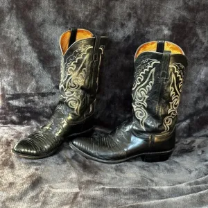Vintage Black Lucchese 1883 N1006J4 Men's Western Boots Size 10.5D