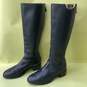 Vintage black/gold Tory Burch leather riding boots