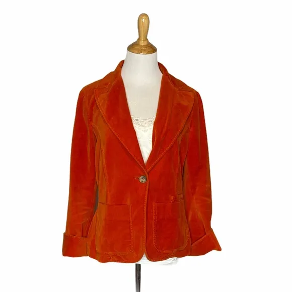 Vintage Blanckelly Burnt Orange Velvet Blazer