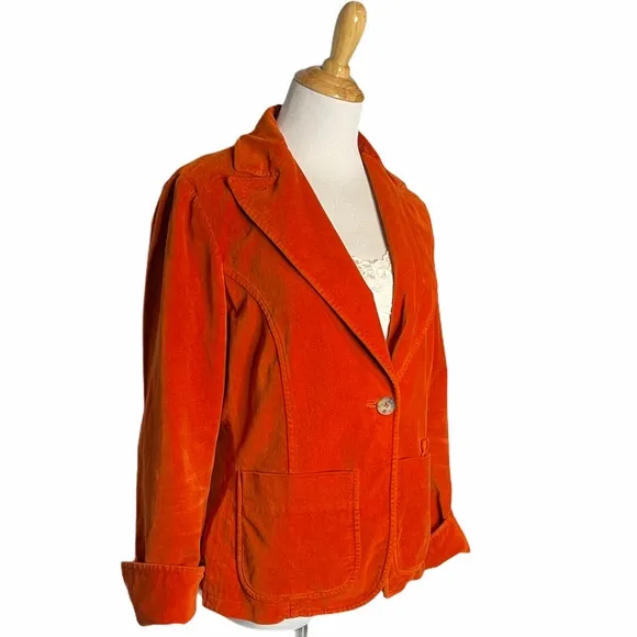Vintage Blanckelly Burnt Orange Velvet Blazer