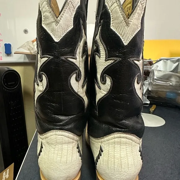 Vintage Botas Diligencia Lizard Teju Snip Toe Boots Mex 26.5 US 27.5 (8.5)