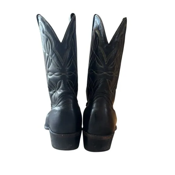 Vintage Boulet Black Leather Western Boots Size 8