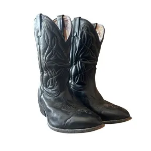Vintage Boulet Black Leather Western Boots Size 8