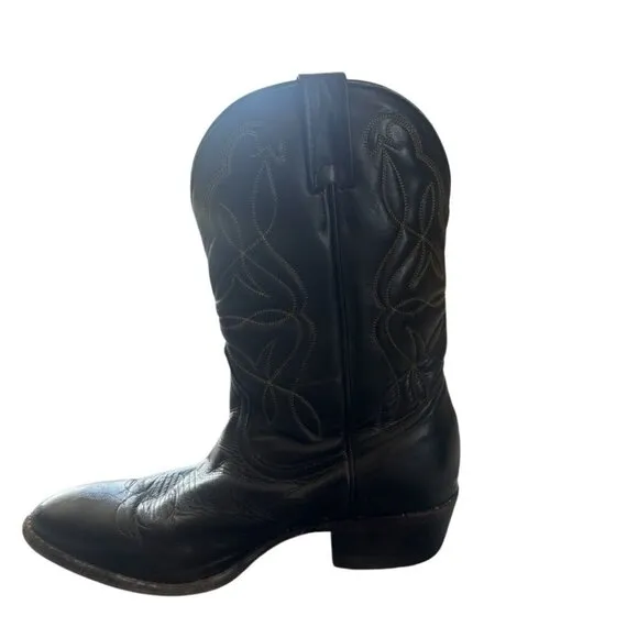 Vintage Boulet Black Leather Western Boots Size 8