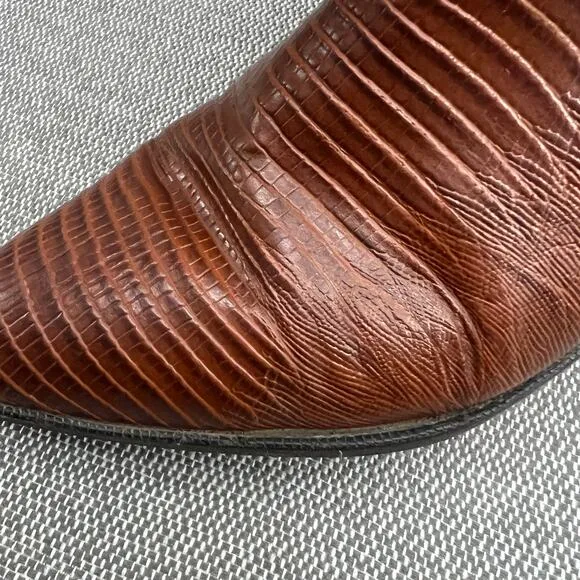 Vintage Brass Plum Western Cowboy Suede‎ &amp; Reptile Skin Boots Made In Mexico 9