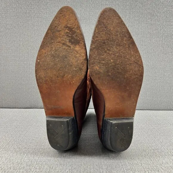 Vintage Brass Plum Western Cowboy Suede‎ &amp; Reptile Skin Boots Made In Mexico 9