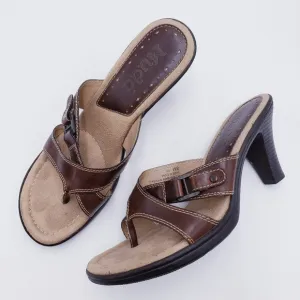 Vintage Bratz 90s y2k Mudd Brown Faux Leather Platform Heeled Sandals Size 8