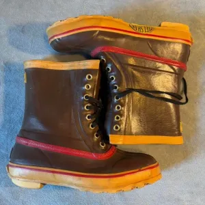Vintage Brown and red leather duck boots