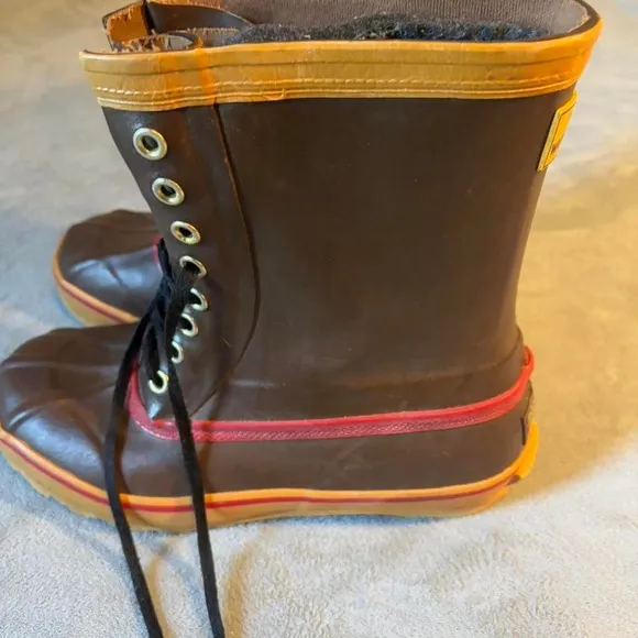 Vintage Brown and red leather duck boots