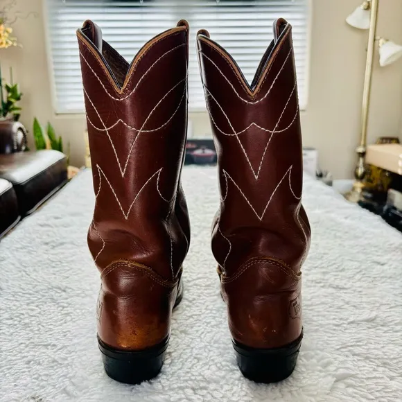 Vintage Brown Genuine Leather Western Cowboys Boots size 8.5 D