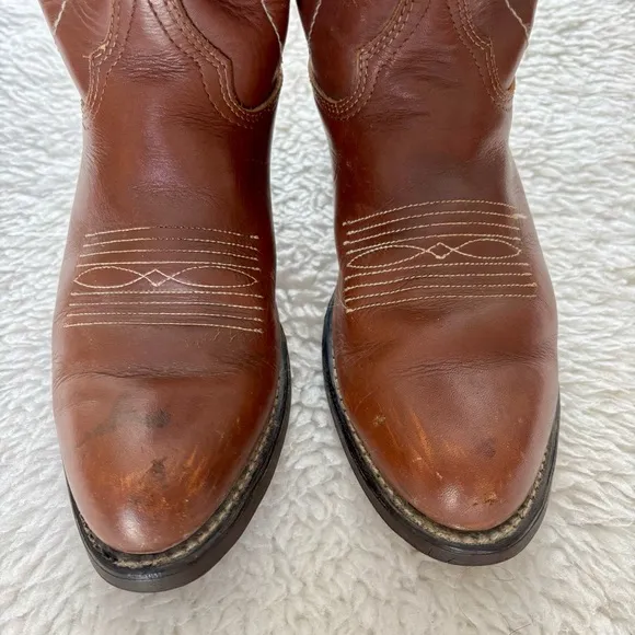 Vintage Brown Genuine Leather Western Cowboys Boots size 8.5 D