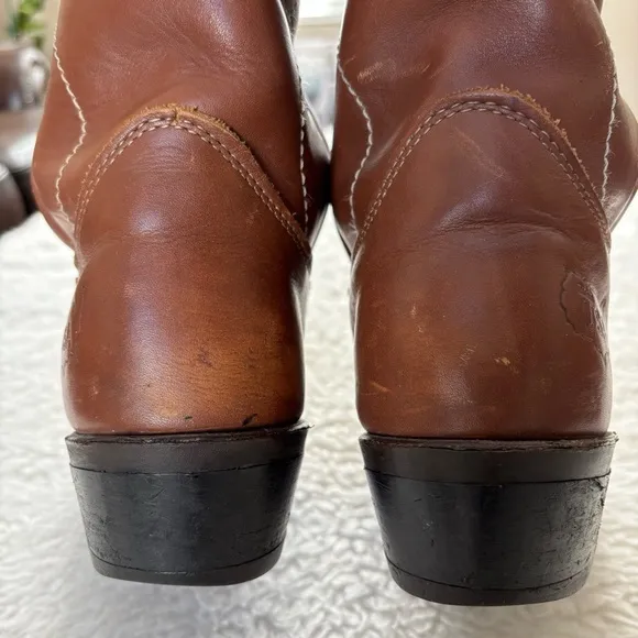 Vintage Brown Genuine Leather Western Cowboys Boots size 8.5 D