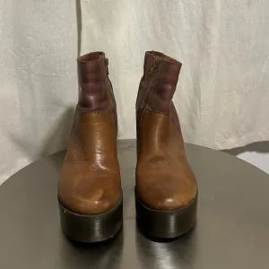 Vintage Brown Leather Ankle Boots