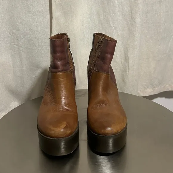 Vintage Brown Leather Ankle Boots