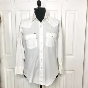 Vintage Chute #1 white western wear pearl snap shirt, very snazzy!