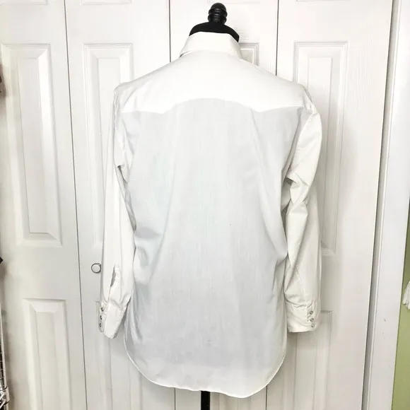 Vintage Chute #1 white western wear pearl snap shirt, very snazzy!