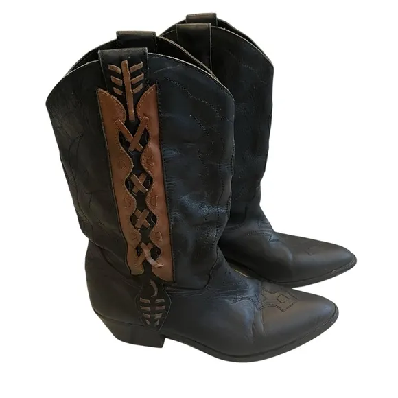 Vintage Code West Western Leather Boots, Sz 8