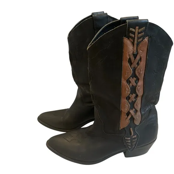 Vintage Code West Western Leather Boots, Sz 8